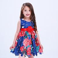 Girl\'s Casual/Daily Holiday Floral Dress, Cotton Polyester Summer Sleeveless