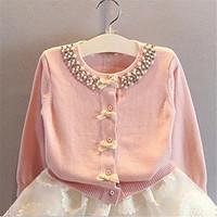 girls casualdaily solid sweater cardigan cotton spring fall blue pink