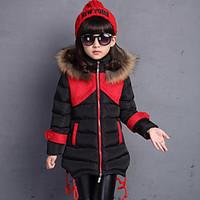 girls casualdaily patchwork down cotton padded polyester winter black  ...