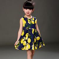 girls beach print dress cotton summer all seasons sleeveless