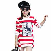 girls casualdaily striped tee cotton spring fall black purple red