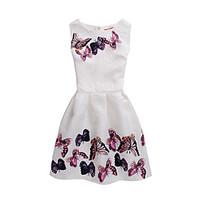 girls print dress polyester summer sleeveless