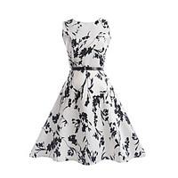 girls print dress polyester summer sleeveless