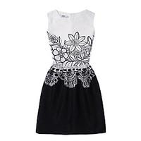 girls print dress polyester summer sleeveless