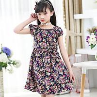 girls floral dress cotton summer short sleeve