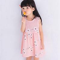 girls beach floral dress cotton linen summer sleeveless