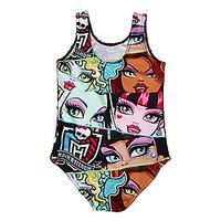 Girl Cartoon Print Swimwear, Spandex