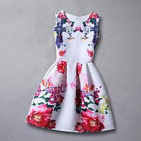 girls floral dress rayon summer spring fall sleeveless