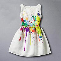 girls print dress rayon summer spring fall sleeveless