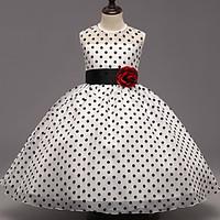 girls partycocktail polka dot dress polyester summer white