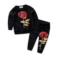 Girl Casual/Daily / Sports Solid Sets, Cotton Spring / Fall Long Sleeve Clothing Set
