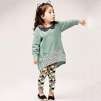 girls casualdaily clothing set rayon spring fall green gray