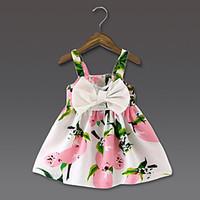 girls casualdaily floral dress polyester summer pink yellow