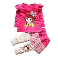 Girl\'s Casual/Daily Print Clothing Set, Cotton Fall Green / Pink / Red / Yellow