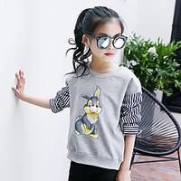 Girl\'s Fashion Going out Casual/Daily Holiday Stripes Tee Spring/Fall Children Cotton Long Sleeve Cartoon Print Shirt Blouse