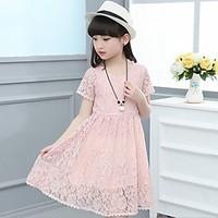 girls beach solid floral dress cotton polyester summer spring short sl ...