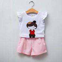 girls casualdaily print sets cotton summer sleeveless clothing set