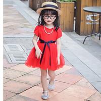 girls casualdaily holiday solid dress polyester summer short sleeve