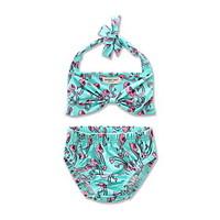 Girls printing Split swimsuit Swimwear Baby Kids Camisole Swimming Clothing Girl Bikini Tie Bow Clothes