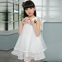 Girl\'s Cotton Sweet Going out Casual/Daily Holiday Solid Color Lace Patchwork Princess Dress Cotton Summer Sleeveless