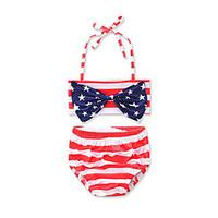 girls bow stripes striped print geometric swimwear cotton sandy beach  ...