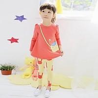 girls print clothing set cotton blend winter spring fall blue orange