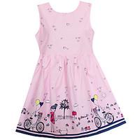 girls dress pink bicycle girl print cotton dresses party pageant princ ...