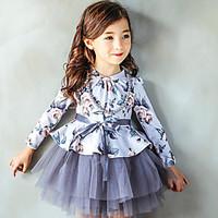 girls casualdaily holiday floral dress cotton winter fall long sleeve