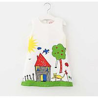 girls print dress rayon summer spring fall sleeveless