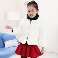 Girl\'s Fashion Solid Color Imitation Fur Spring/Fall/Winter Going out/Daily Long Sleeve Down Cotton Padded Warm Children Coat