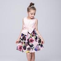 girls going out print patchwork dress polyester summer sleeveless