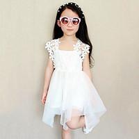 girls casualdaily solid dresscotton polyester summer white