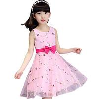 girls casualdaily dress polyester summer pink white beige