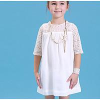 girls solid dress cotton summer half sleeve