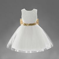 girls solid embroidered dress polyester summer sleeveless