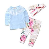 Girl Clothes Suit Kids Cottom Long Sleeve Lace T-shirt Pants Baby Clothing Set Dress