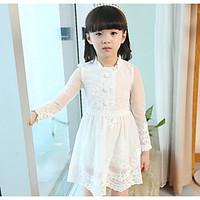 girls casualdaily school solid dress cotton spring long sleeve