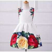 girls casualdaily floral dress polyester summer sleeveless