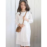 girls casualdaily solid dress cotton fall long sleeve