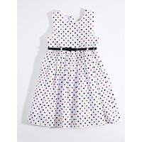 Girl\'s Casual/Daily Print Dress, Cotton Linen Summer Sleeveless