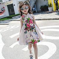 girls casualdaily solid floral dress cotton rayon summer sleeveless