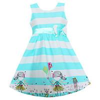 Girls Dress Blue Striped Bow Dresses Party Holiday Pageant Children Clothes