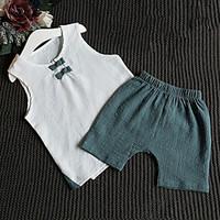 Girl Casual/Daily Patchwork Sets, Polyester Summer Sleeveless Clothing Set