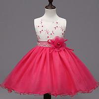 girls formal patchwork dress polyester summer winter spring fall pink  ...