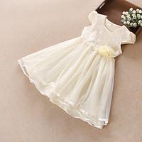 Girls Pearl Flower Tulle Party Pageant Wedding Cute Children Clothes Dresses