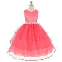 girls solid dress polyester summer fall spring green pink purple red w ...