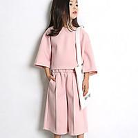 girls casualdaily solid clothing setcotton spring fall pink gray