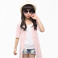 Girl\'s Green / Pink / White Sweater Cardigan, Lace Cotton Summer