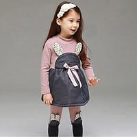 Girls Fashion In Europe And The Long Sleeve Season Thicken With Plush Bear Printed Fleece Two-Piece Outfit