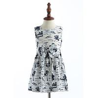 girls print lattice dress cotton summer sleeveless